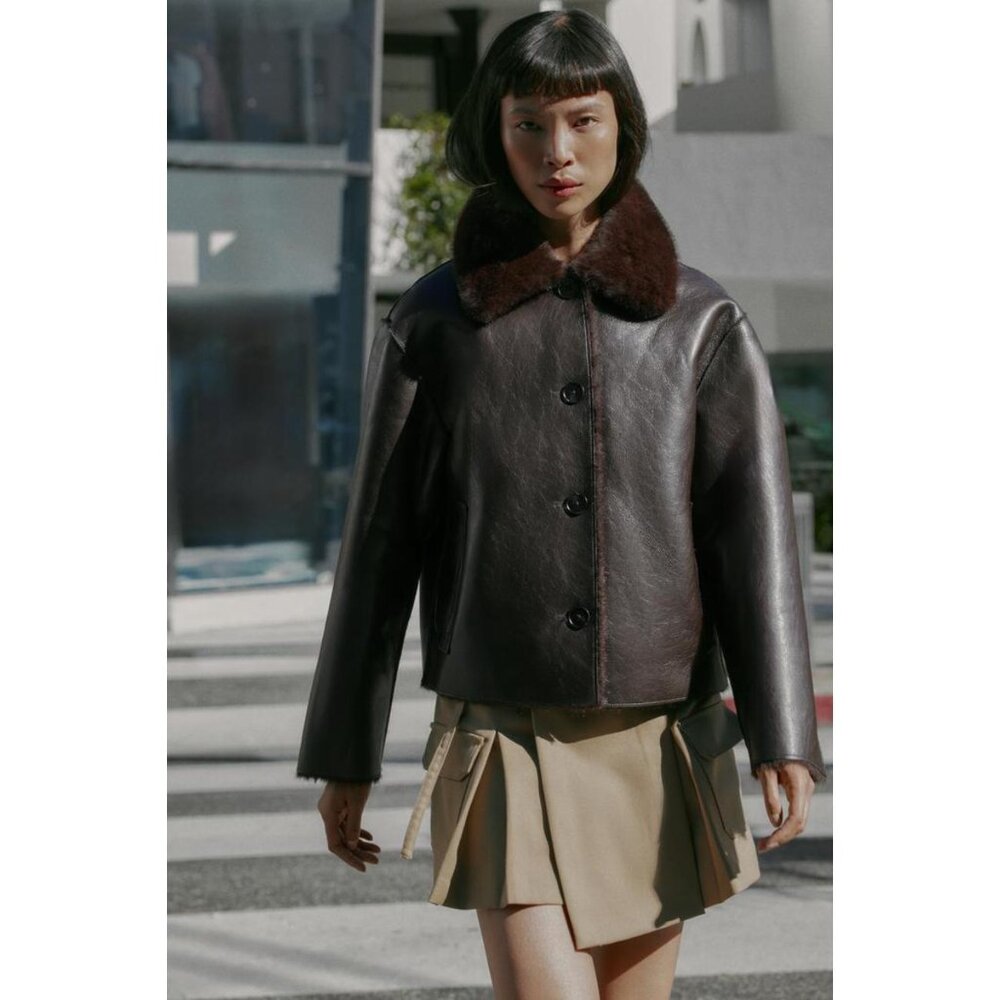 ZARA REVERSIBLE DOUBLE FACED FAUX LEATHER JACKET